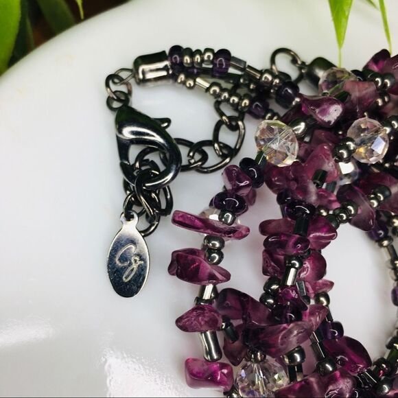 Designer Artisan CG Amethyst Purple Art Glass Necklace 4418 - Picture 5 of 9